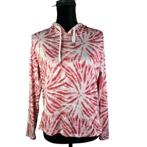 Kyodan Womens Pink‎ White Tie Dye Sunburst Hoodie Sweatshirt Active Pullover XS